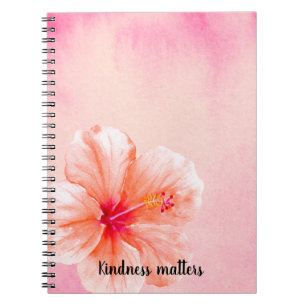 Tropical Girl Pink Peach Hibiskus Blume Notizblock