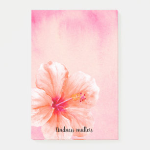 Tropical Girl Pink Peach Hibiskus Blume Post-it Klebezettel