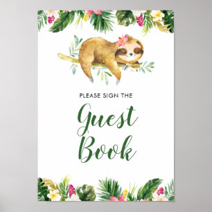 Tropical Girl Sloth Baby Showbook Poster