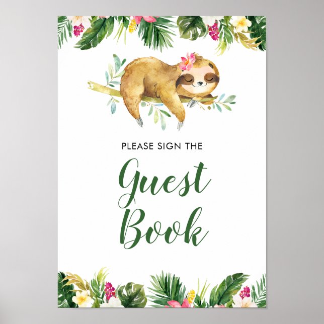 Tropical Girl Sloth Baby Showbook Poster (Vorne)