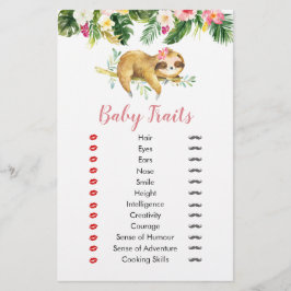 Tropical Girl Sloth Baby Shower Baby Tracks