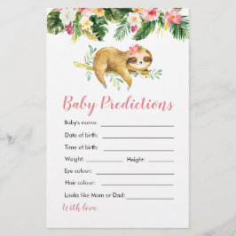 Tropical Girl Sloth Baby Shower Baby Vorhersagen