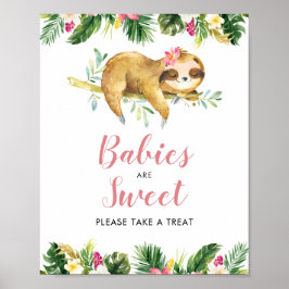 Tropical Girl Sloth Babydusche Babys sind süß Poster