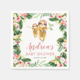 Tropical Girl Sloth Babyduschpapier Napkin Serviette