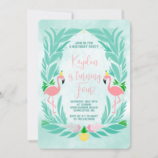 Tropical Girls Flamingo - Flamingle Geburtstagspar Einladung