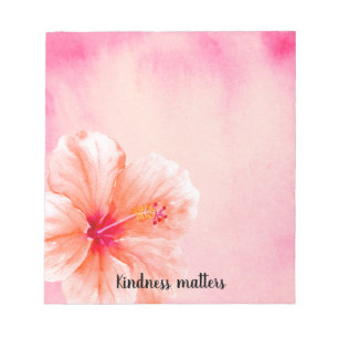 Tropical Girly Pink Peach Hibiskus Blume Notizblock