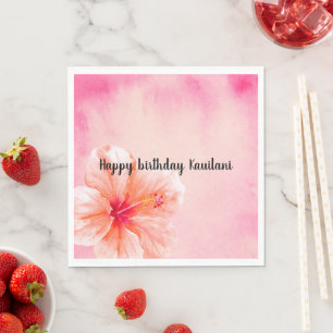 Tropical Girly Pink Peach Hibiskus Blume Serviette