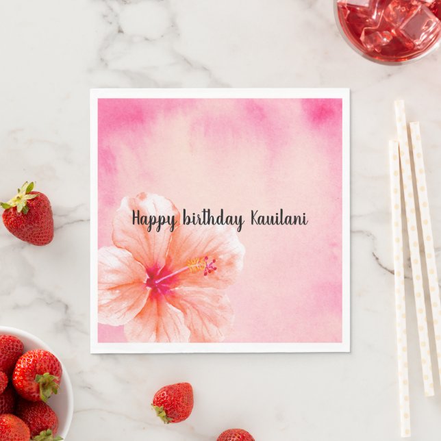 Tropical Girly Pink Peach Hibiskus Blume Serviette (Beispiel)