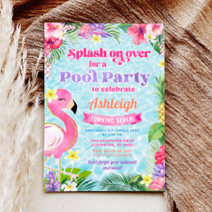 Tropical Girly Pool Party Geburtstagseinladung Einladung