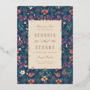 Tropical Glam Dark Türkise Magenta Folieneinladung