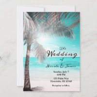 Tropical Glam Pink Aqua Blue Beach Palm Hochzeit