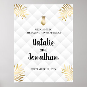 Tropical Gold Ananas Hochzeits-Willkommensschild Poster