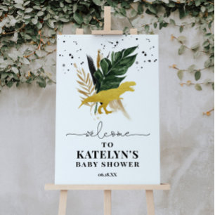 Tropical Gold Dinosaurier Begrüßungszeichen Poster