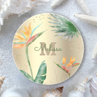 Tropical Gold Foil Floral Folies Monogram Script