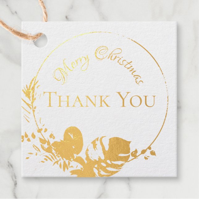 Tropical Gold Foil Palm Blätter Weihnachten Vielen Geschenkanhänger (Vorderseite)