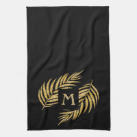 Tropical Gold Glitzer Palm Tree Fronten auf Schwar