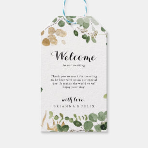 Tropical Gold Green Foliage Wedding Willkommen Geschenkanhänger