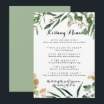 Tropical Gold Green Wedding Kissing Menu Game Card<br><div class="desc">Diese goldgrüne,  tropische Hochzeitskissingkarte eignet sich perfekt für einen rustikalen Hochzeitsempfang. Das Design ist schön handbemalt illustriertes tropisches Sommergold und grünes Blattwerk.</div>