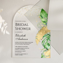 Tropical Gold Monstera Palm Bridal Shower