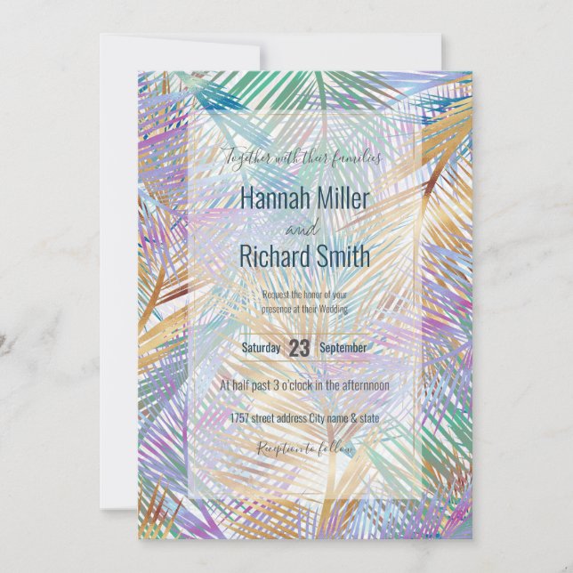 Tropical Gold Palm Blätter farbenfrohe Gestaltung (Vorderseite)