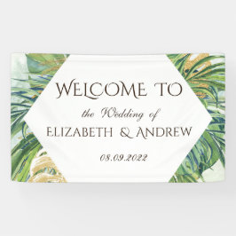 Tropical Gold Palm Blätter Summer Wedding Banner
