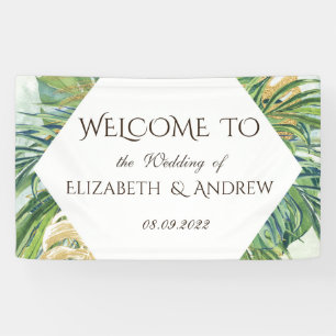 Tropical Gold Palm Blätter Summer Wedding Banner