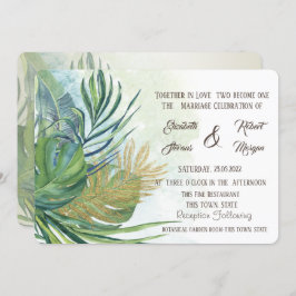 Tropical Gold Palm Blätter Summer Wedding I Einladung