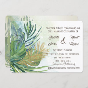 Tropical Gold Palm Blätter Summer Wedding I Einladung
