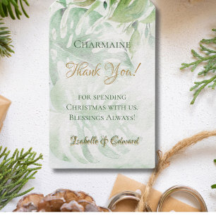 Tropical Gold Palm Foliage Blätter Grüner Hintergr Geschenkanhänger