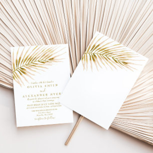 Tropical Gold Palm Hochzeit Einladung