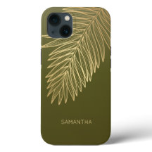Tropical Gold Palm Leaf, Ihr Name, Olive Green