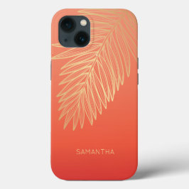 Tropical Gold Palm Leaf, Ihr Name, Red Case-Mate iPhone Hülle