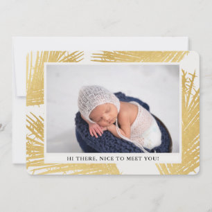Tropical Gold Palm Neutral Birth Announcement Card Ankündigung