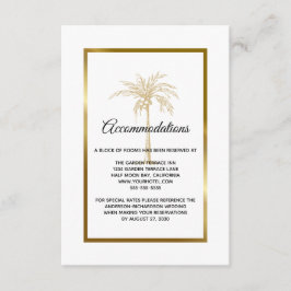 Tropical Gold Palm Tree Hochzeitsunterkunft Begleitkarte