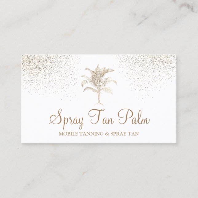 Tropical Gold Palm Tree Spray Tan Sparkle Visitenkarte (Vorderseite)