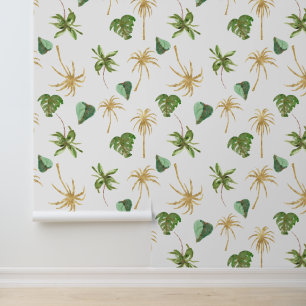 Tropical Gold Palm Trees Blätter Tapete