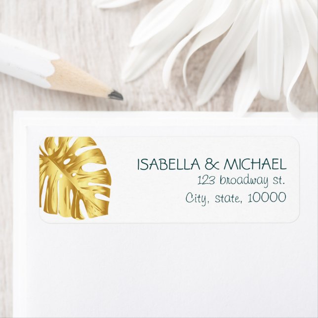 Tropical Gold Personalisierte Hochzeitadresse (Insitu)