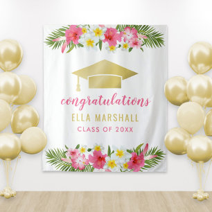 Tropical Gold Pink Gratulation vor dem Hintergrund Wandteppich