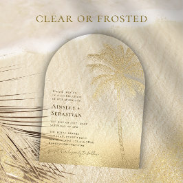 Tropical Gold Sand Palm Tree Boho Beach Wedding Acryleinladungen
