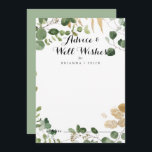 Tropical Gold Wedding Well wünscht Ratenkarte Hinweiskarte<br><div class="desc">Diese tropische goldene Hochzeit auch Wünsche Tipp-Karte ist perfekt für eine rustikale Hochzeit. Das Design ist schön handbemalt illustriertes tropisches Sommergold und grünes Blattwerk. Diese Karten sind ideal für Hochzeiten, Brautparty, Babydusche, Graduiertenfest u.v.m. Personalisieren Sie die Karten mit den Namen der Braut und Bräutigam, den Eltern, die Sie werden oder...</div>