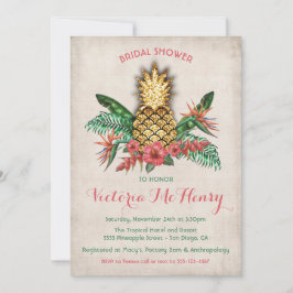 Tropical Golden Pineaple Bridal Dusche Einladung