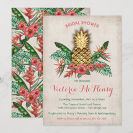 Tropical Golden Pineaple Bridal Dusche Einladung