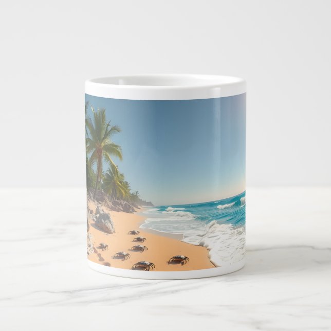 Tropical Golden Shell Beach Chic Jumbo-Tasse (Vorderseite)