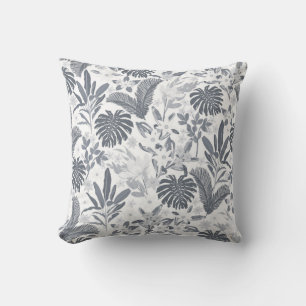 Tropical Gray Floral Greenery Kissen