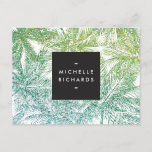 Tropical Green/Aqua Glitzer Palms Postcard Postkarte