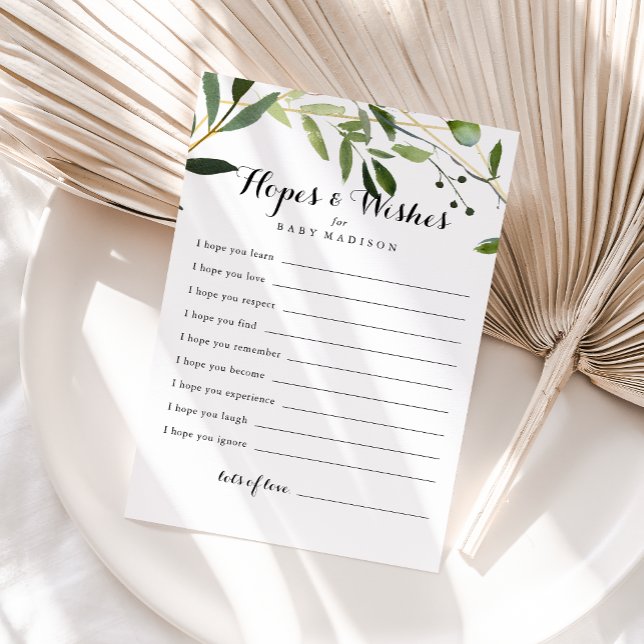 Tropical Green Baby Shower Hopps & Wish Card Postkarte (Von Creator hochgeladen)