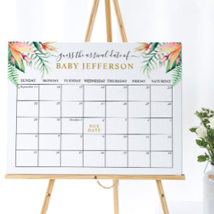 Tropical Green Baby Shower - Rate den Geburtstermi Poster