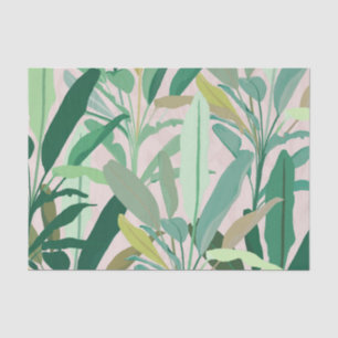 Tropical Green Banana Leaves Pink Pattern Seidenpapier