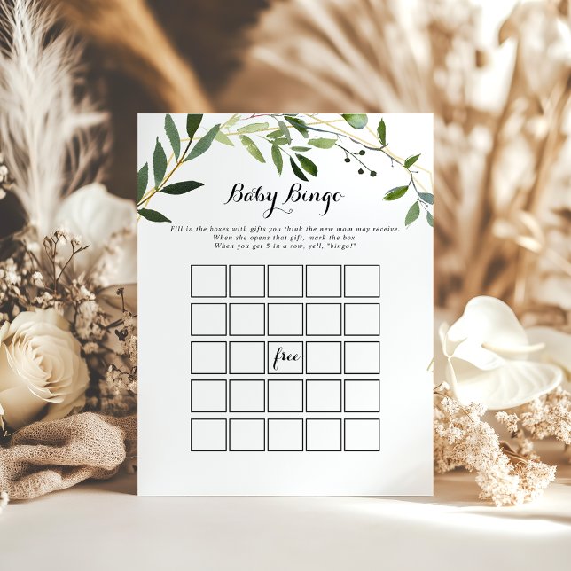 Tropical Green Blätter Baby Bingo Showspiel (Von Creator hochgeladen)