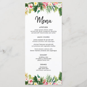 Tropical Green Blätter Luau Party Menus Menükarte